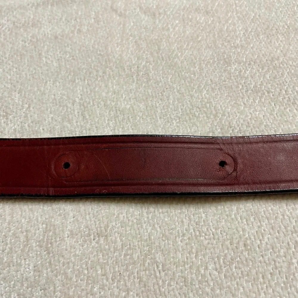 Vintage Oxblood Harness Leather Belt Brass Horseshoe Buckle Size 36 1.25